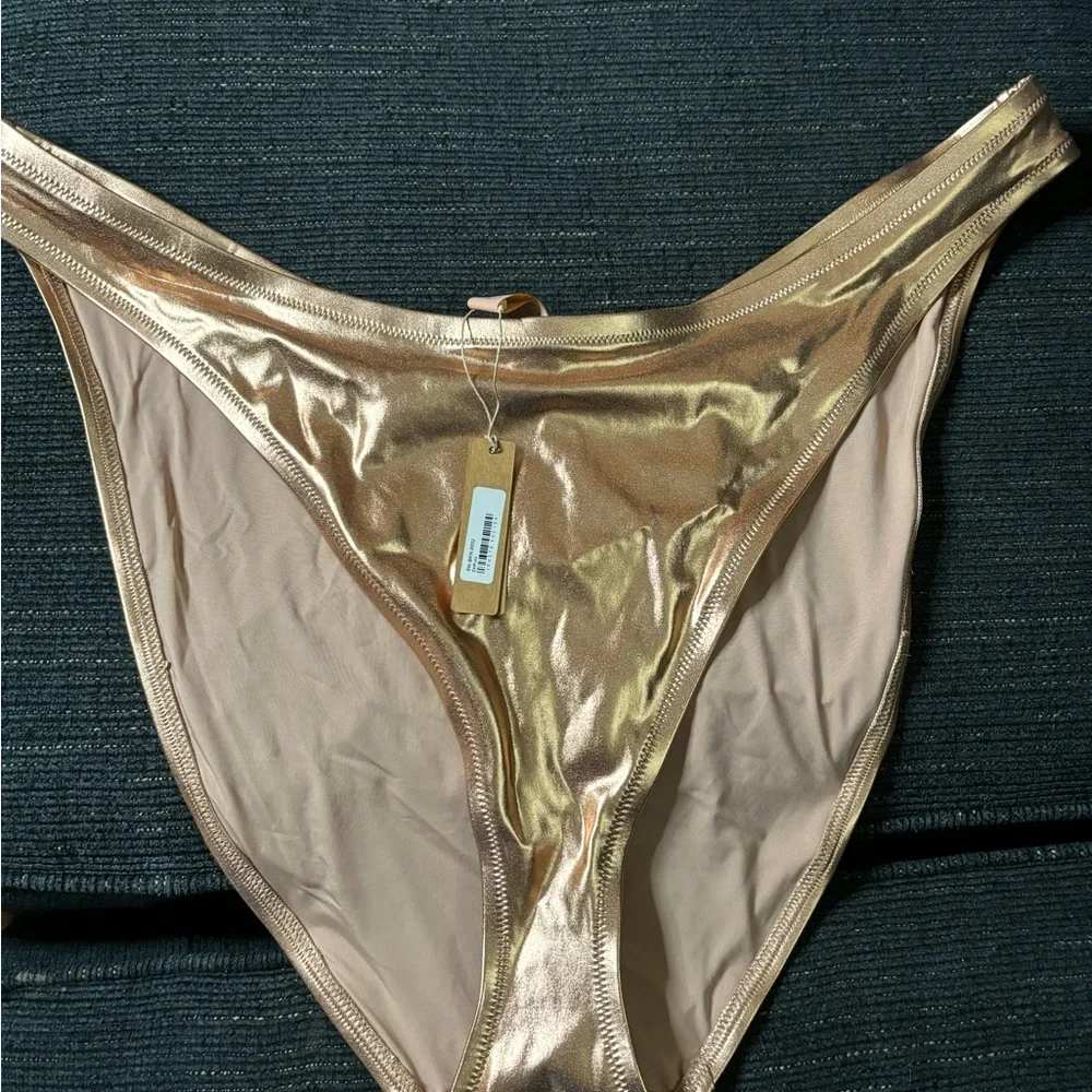 Skims Metallic Rose Gold Bikini Bottom NWT